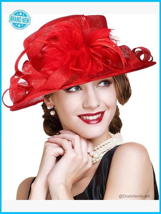 Elegant Derby Bowler Fascinator Hat Adjustable Sinamay Feather Cocktail Party